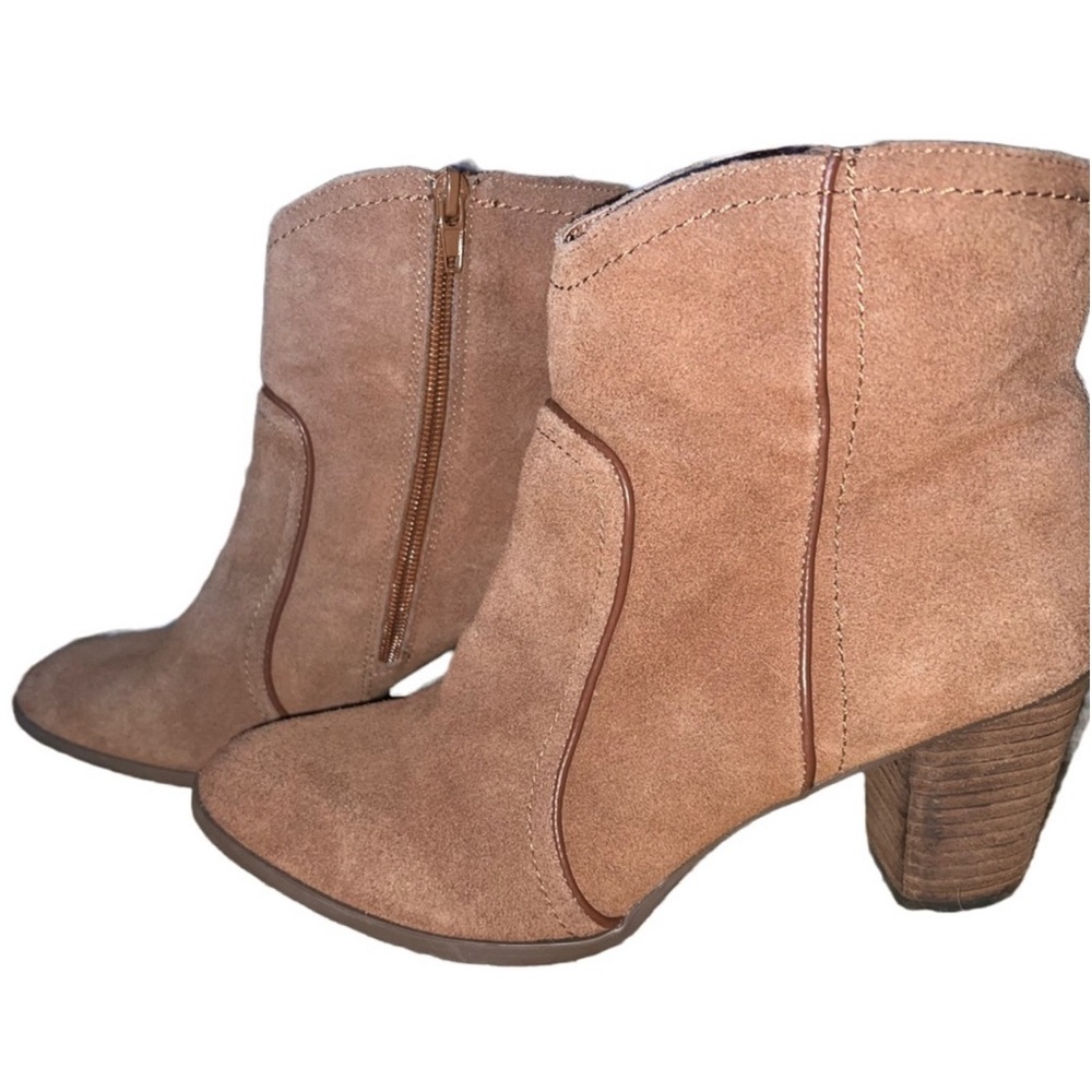 G.H. Bass Womens Amanda Brown Suede Closed Toe Zip High Heels Ankle Boots Sz 8.5
